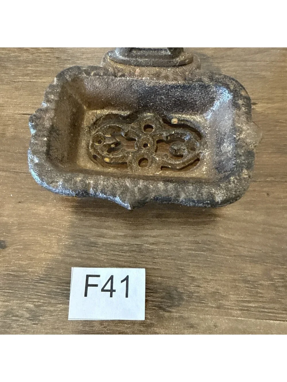 Cast Iron Water Pump Soap Dish Rustic Farmhouse Brown Footed Vintage Style